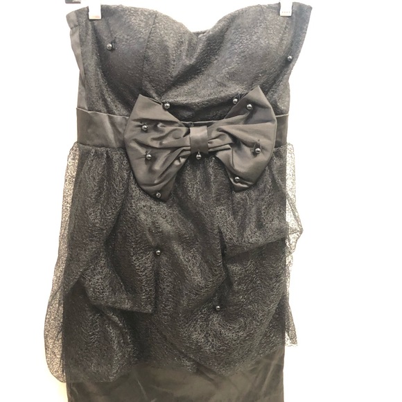 Black Cocktail Party Strapless Mini Dress - Picture 6 of 7